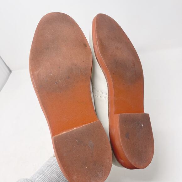 Mark Shale Mens Size 9.5 White Leather Oxford Dress Shoes Lace Up Almond Toe - Picture 12 of 14